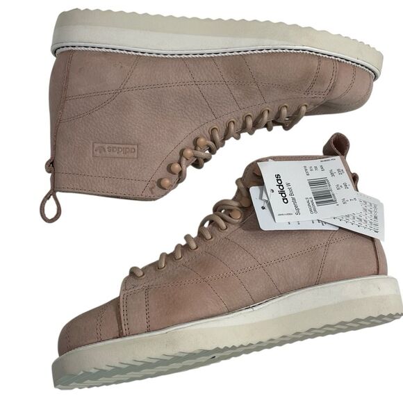NWT Adidas Super Star Pink Boots Women’s Size 7‎ High Top Leather B37816 Shoes - Picture 3 of 12